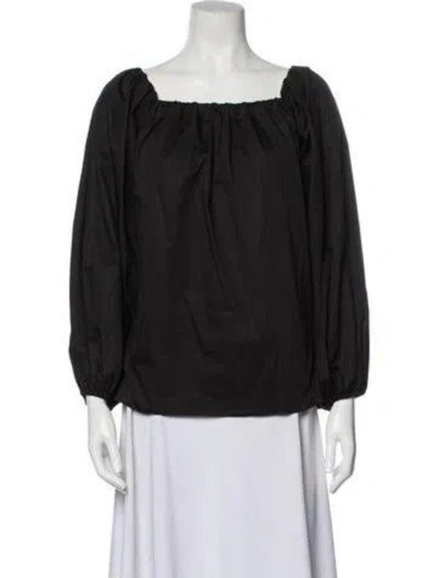 Pre-owned Alexis Square Neckline Three-quarter Sleeve Blouse In Black