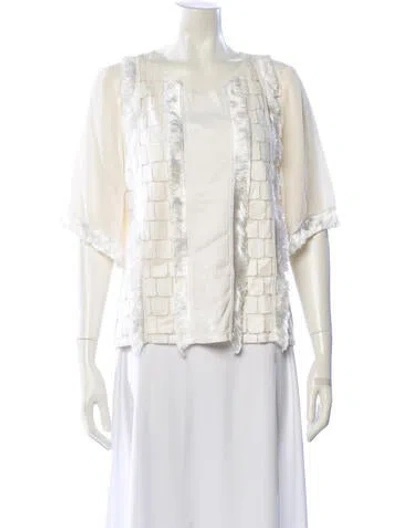 Pre-owned Alexis Square Neckline Three-quarter Sleeve Blouse In White