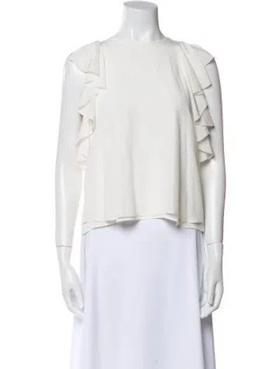 Pre-owned Alexis Square Neckline Three-quarter Sleeve Crop Top In Neutral