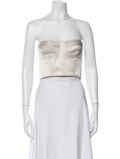 Pre-owned Alexis Strapless Crop Top In Neutral