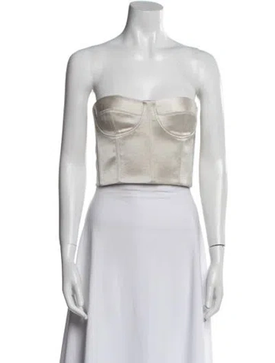 Pre-owned Alexis Strapless Crop Top In White