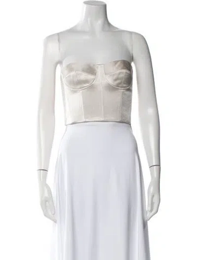 Pre-owned Alexis Strapless Crop Top In White