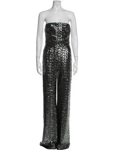 Pre-owned Alexis Strapless Jumpsuit In Black/silver