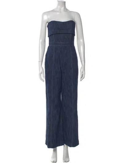 Pre-owned Alexis Strapless Jumpsuit In Blue