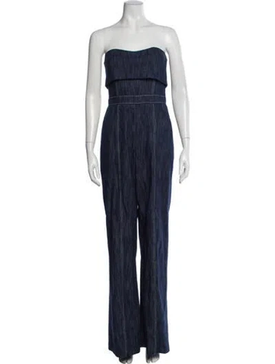 Pre-owned Alexis Strapless Jumpsuit In Blue
