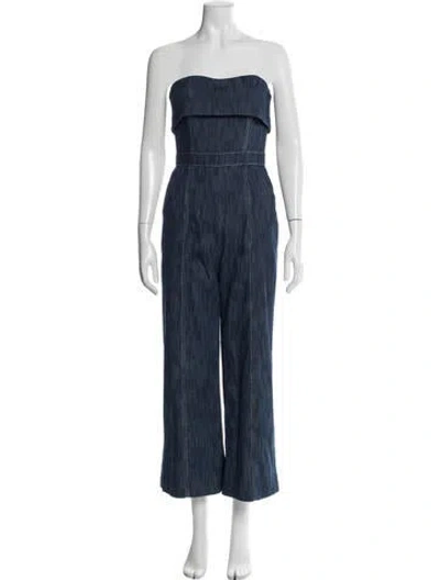 Pre-owned Alexis Strapless Jumpsuit In Blue