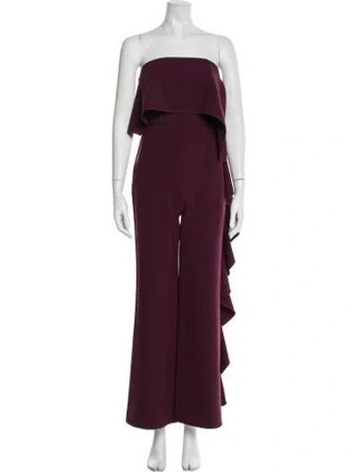 Pre-owned Alexis Strapless Jumpsuit In Burgundy