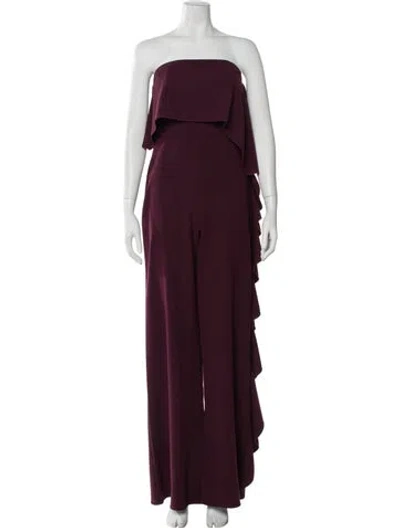 Pre-owned Alexis Strapless Jumpsuit In Burgundy