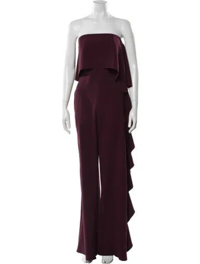 Pre-owned Alexis Strapless Jumpsuit In Burgundy