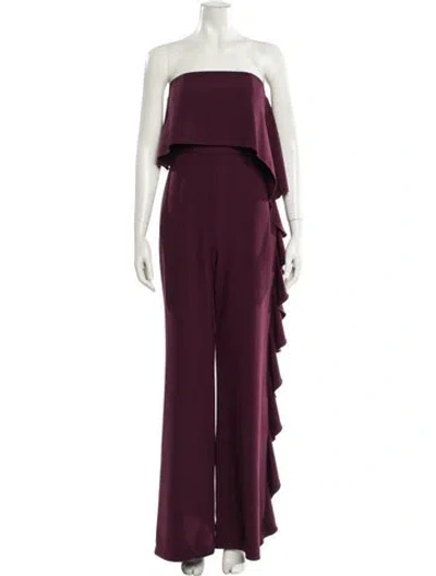 Pre-owned Alexis Strapless Jumpsuit In Burgundy