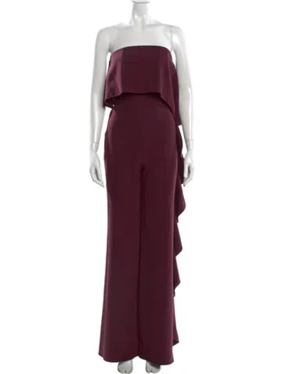 Pre-owned Alexis Strapless Jumpsuit In Burgundy