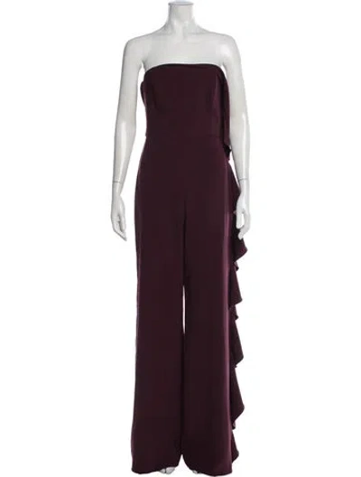 Pre-owned Alexis Strapless Jumpsuit In Burgundy