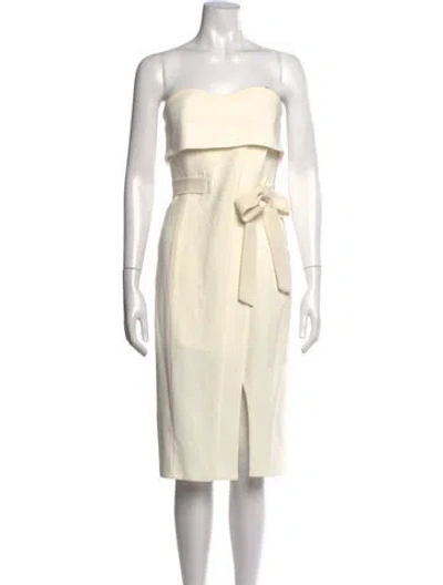 Pre-owned Alexis Strapless Knee-length Dress In Neutrals
