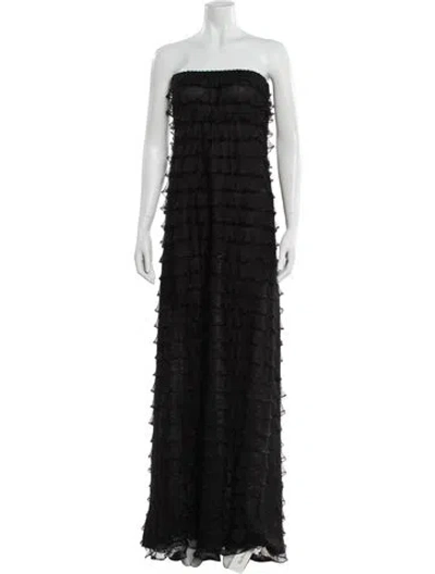 Pre-owned Alexis Strapless Long Dress In Black