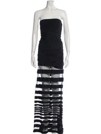 Pre-owned Alexis Strapless Long Dress In Black