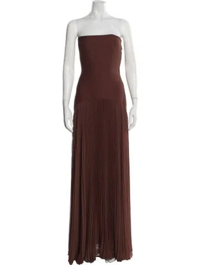Pre-owned Alexis Strapless Long Dress In Brown