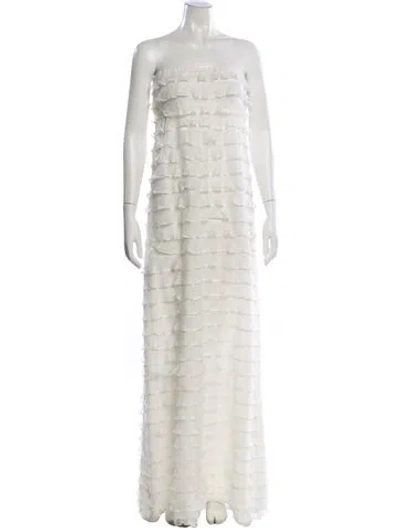 Pre-owned Alexis Strapless Long Dress In Gray