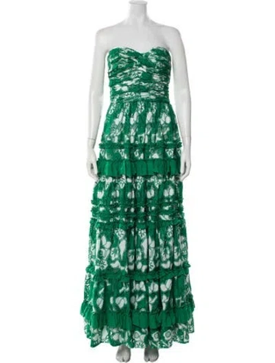 Pre-owned Alexis Strapless Long Dress In Green