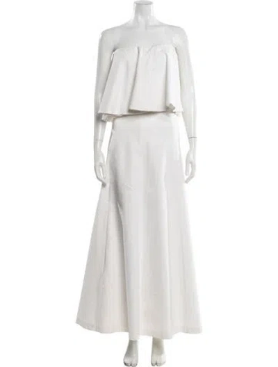 Pre-owned Alexis Strapless Long Dress In Neutral