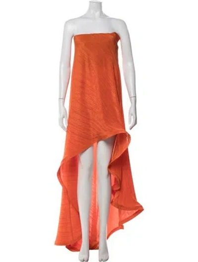 Pre-owned Alexis Strapless Long Dress In Orange