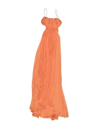 Pre-owned Alexis Strapless Long Dress In Orange