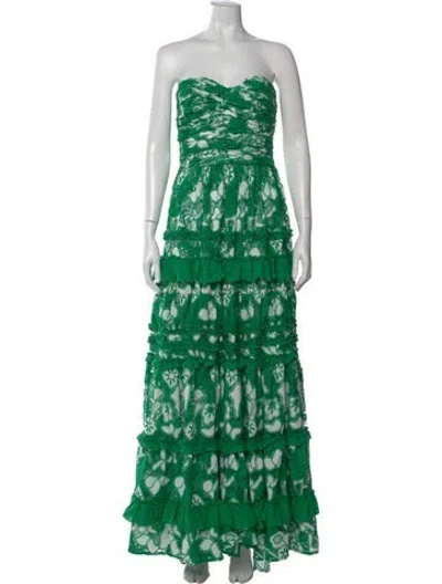Pre-owned Alexis Strapless Long Dress W/ Tags In Green