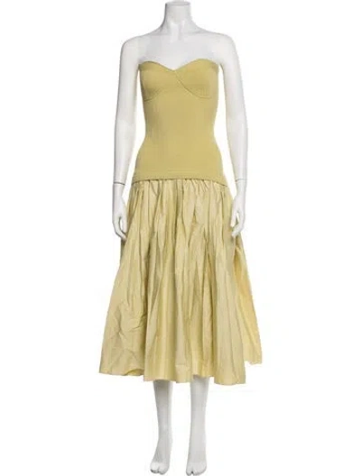Pre-owned Alexis Strapless Midi Length Dress W/ Tags In Green