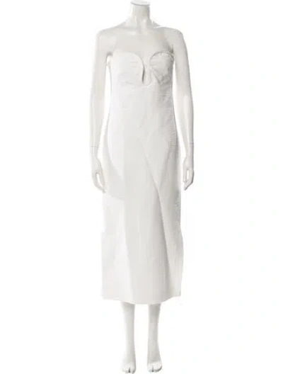 Pre-owned Alexis Strapless Midi Length Dress W/ Tags In White
