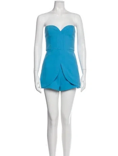 Pre-owned Alexis Strapless Romper In Blue