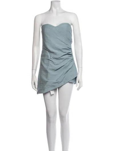 Pre-owned Alexis Strapless Romper In Blue