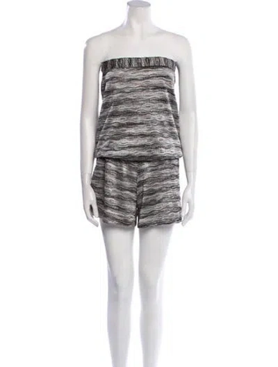 Pre-owned Alexis Strapless Romper In Gray