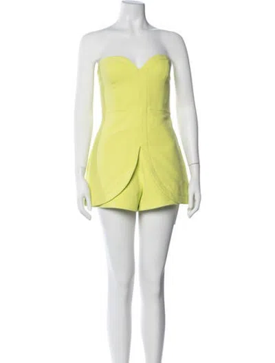 Pre-owned Alexis Strapless Romper In Green
