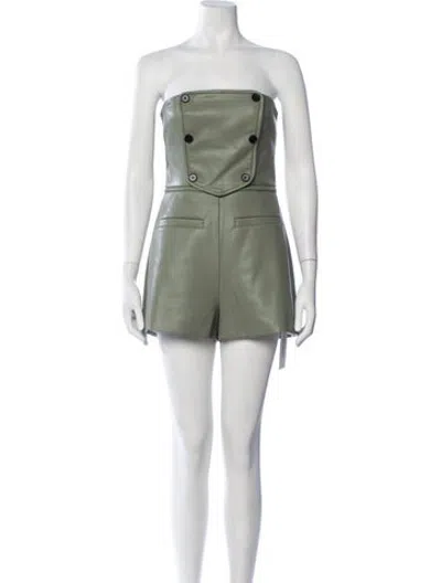 Pre-owned Alexis Strapless Romper In Green