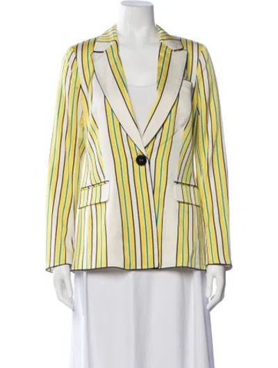 Pre-owned Alexis Striped Blazer W/ Tags In Black/white/yellow