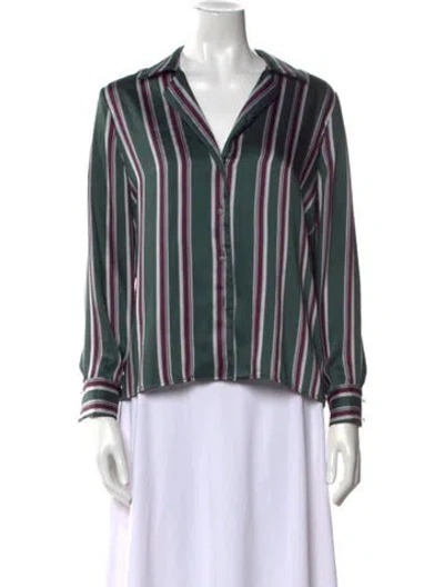 Pre-owned Alexis Striped Button Up In Green
