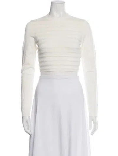Pre-owned Alexis Striped Crew Neck Crop Top In White