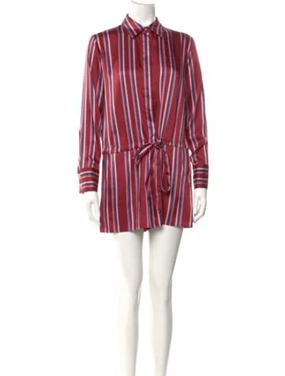 Pre-owned Alexis Striped Crew Neck Romper In Pink