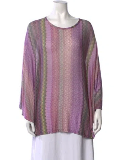 Pre-owned Alexis Striped Crew Neck Top In Purple