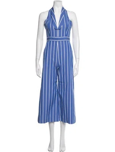 Pre-owned Alexis Striped Halterneck Jumpsuit In Blue
