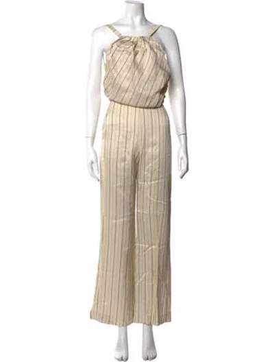 Pre-owned Alexis Striped Halterneck Jumpsuit In Neutrals
