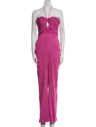 Pre-owned Alexis Striped Halterneck Jumpsuit W/ Tags In Pink
