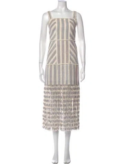 Pre-owned Alexis Striped Knee-length Dress In Neutral