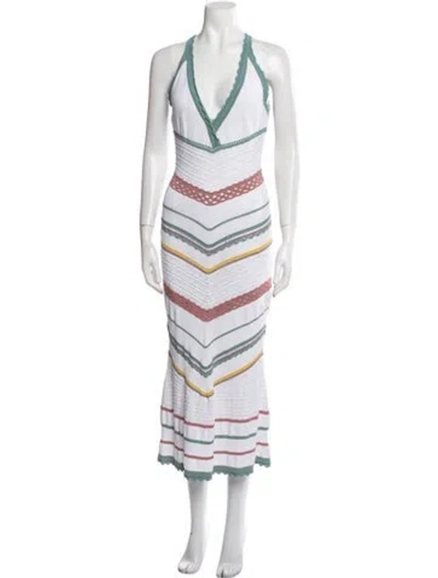 Pre-owned Alexis Striped Long Dress In Blue