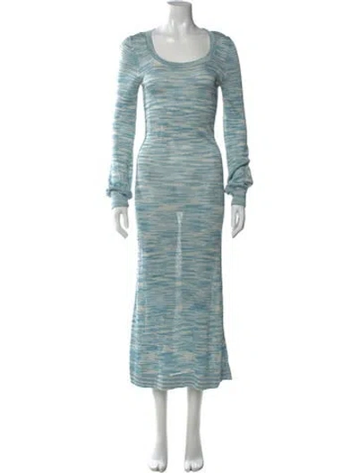 Pre-owned Alexis Striped Long Dress In Blue