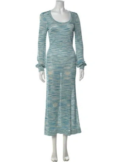 Pre-owned Alexis Striped Long Dress In Blue