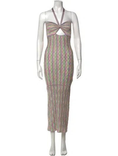 Pre-owned Alexis Striped Long Dress In Multi