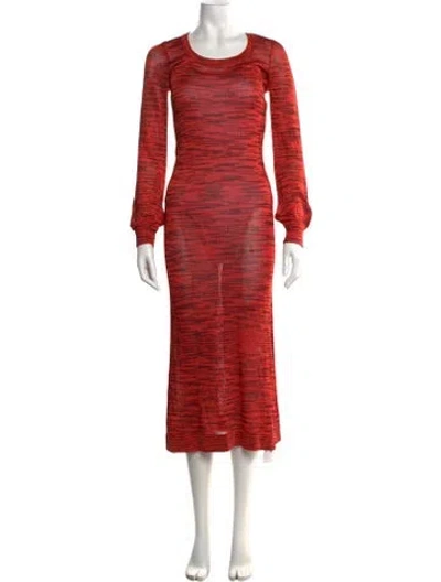 Pre-owned Alexis Striped Long Dress In Orange