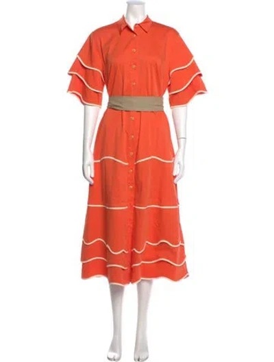 Pre-owned Alexis Striped Long Dress In Orange