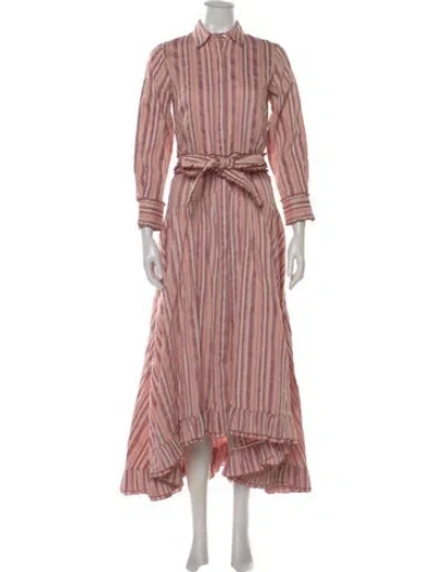 Pre-owned Alexis Striped Long Dress In Pink