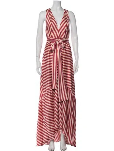 Pre-owned Alexis Striped Long Dress In Pink
